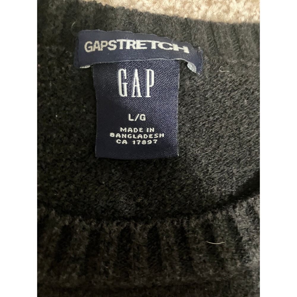 Vintage GAP Stretch Women's Black Knit Short Sleeve Sweater Top Crew Neck Large - Picture 3 of 4